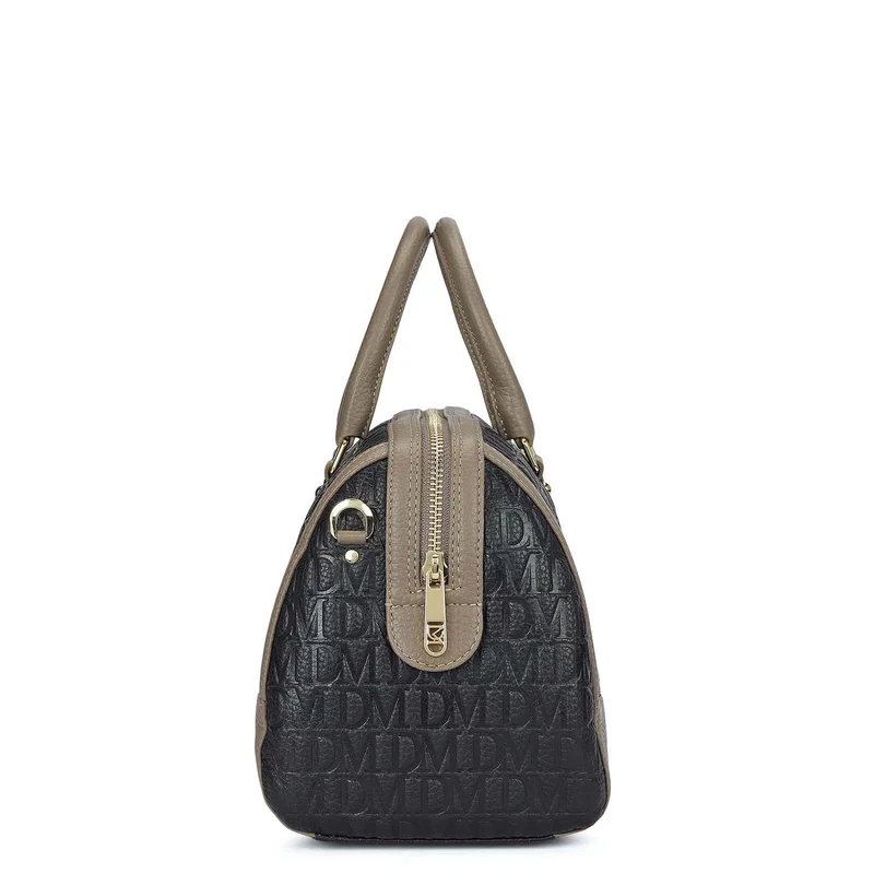 Da Milano Black Medium Monogram Leather Bowler - Black for Women | Best Price UAE